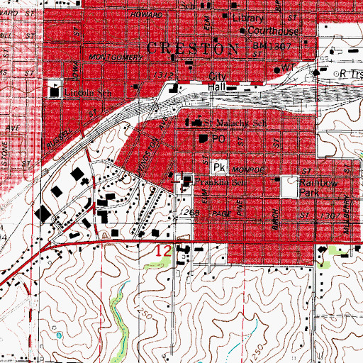 Topographic Map of Franklin School, IA