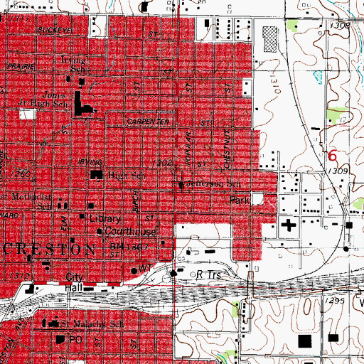 Topographic Map of Jefferson School, IA