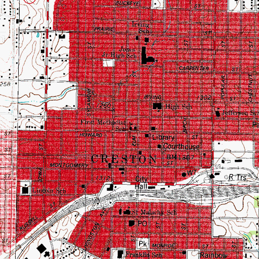 Topographic Map of First Methodist School, IA