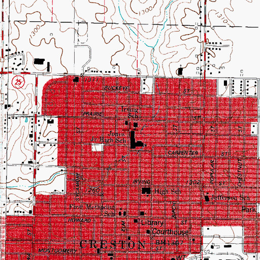 Topographic Map of Creston Early Childhood Center, IA