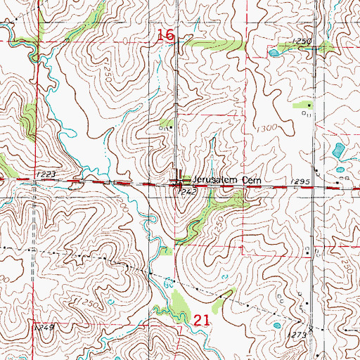 Topographic Map of Jerusalem Cemetery, IA
