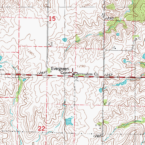 Topographic Map of Jerusalem Church, IA