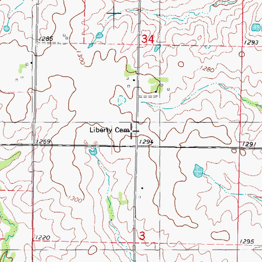Topographic Map of Liberty Cemetery, IA