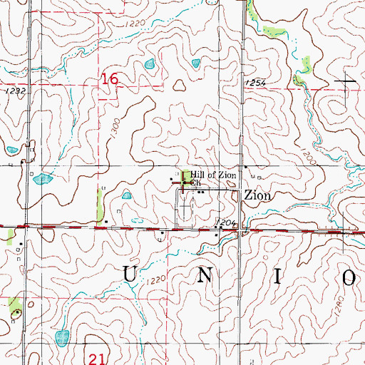 Topographic Map of Hill of Zion Church, IA