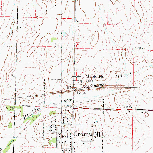 Topographic Map of Maple Hill Cemetery, IA