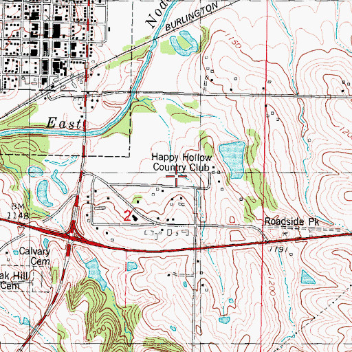 Topographic Map of Happy Hollow Country Club, IA