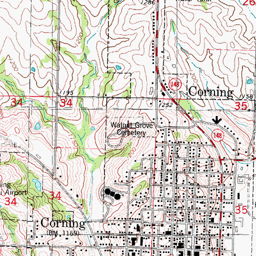 Topographic Map of Walnut Grove Cemetery, IA