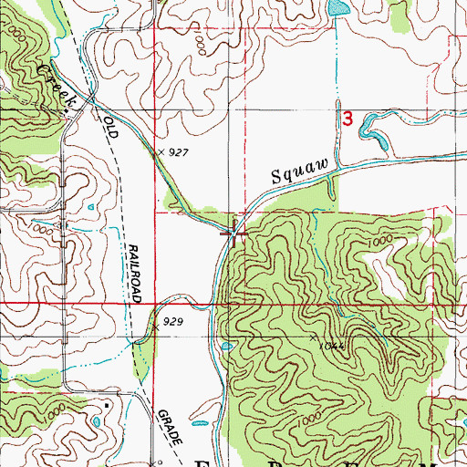 Topographic Map of Walnut Creek, IA