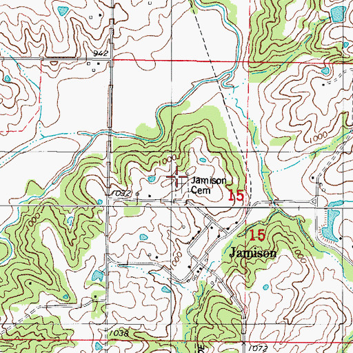 Topographic Map of Jamison Cemetery, IA
