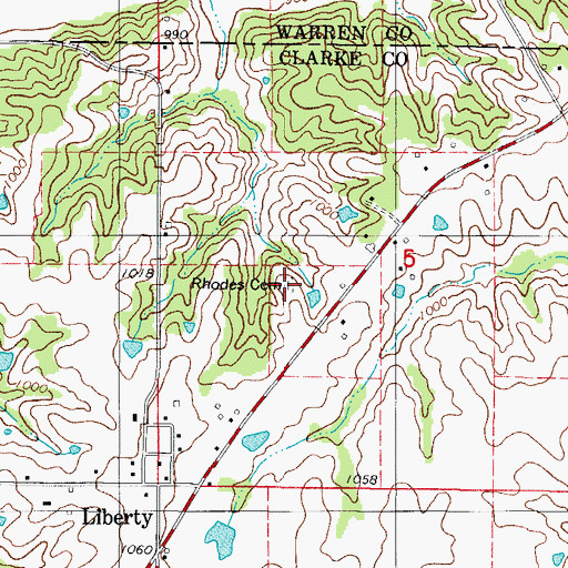 Topographic Map of Rhodes Cemetery, IA