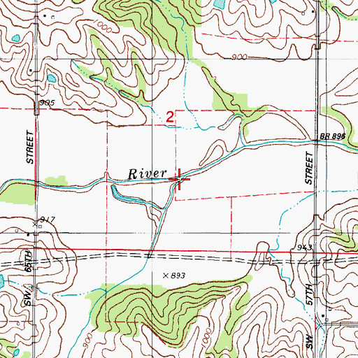 Topographic Map of Box Elder Creek, IA