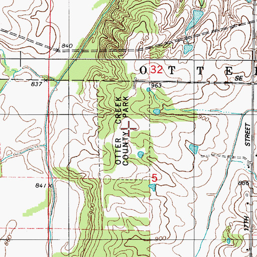 Topographic Map of Otter Creek County Park, IA