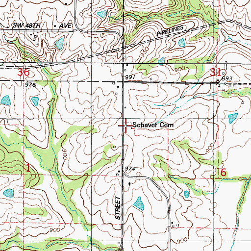 Topographic Map of Schaver Cemetery, IA