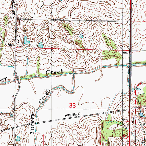 Topographic Map of Turkery Creek, IA