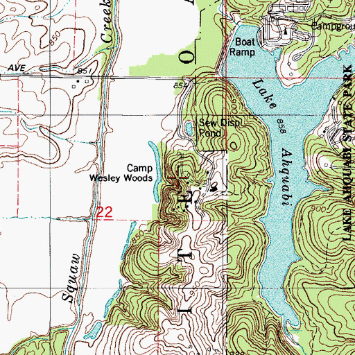 Topographic Map of Camp Wesley Woods, IA