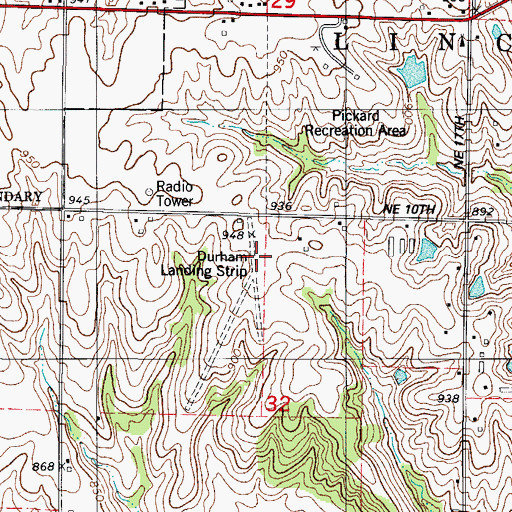 Topographic Map of Durham Landing Strip (historical), IA