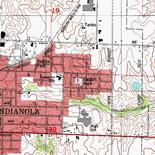 Topographic Map of Easton Park, IA