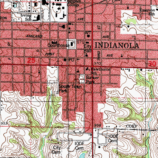 Topographic Map of Barker Park, IA