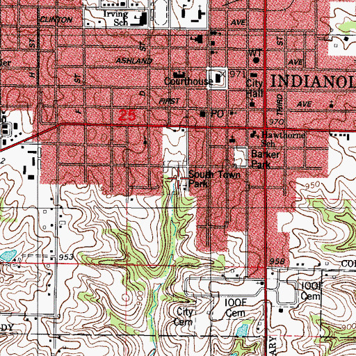 Topographic Map of South Town Park, IA