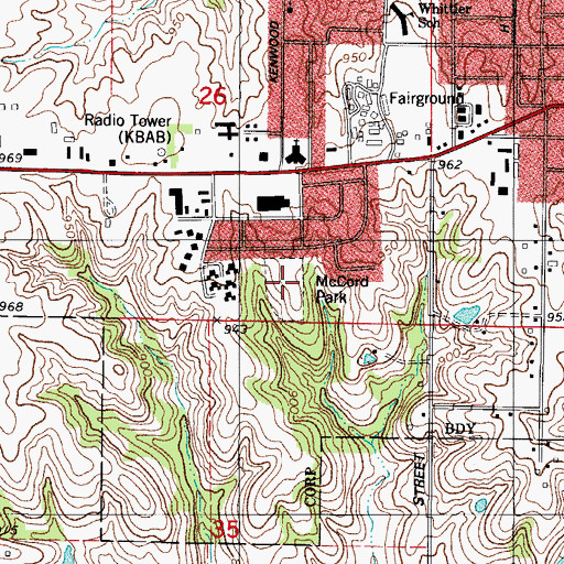 Topographic Map of McCord Park, IA