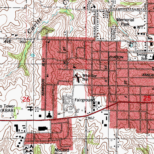 Topographic Map of Whittier Elementary School, IA