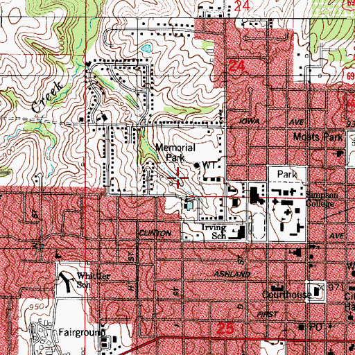 Topographic Map of Memorial Park, IA