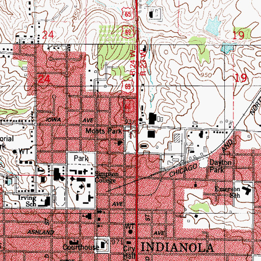 Topographic Map of Moats Park, IA