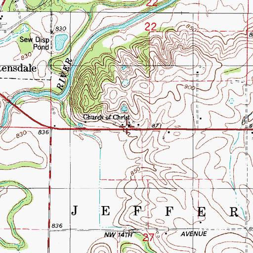Topographic Map of Church of Christ, IA