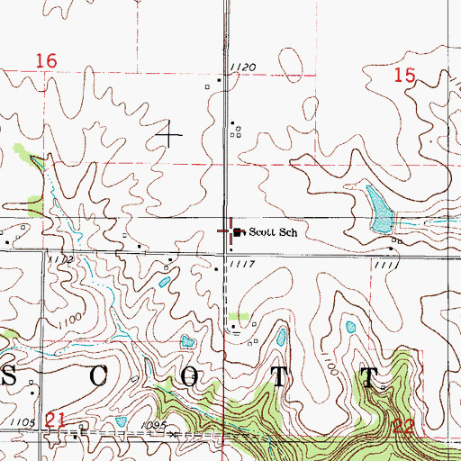 Topographic Map of Scott School, IA