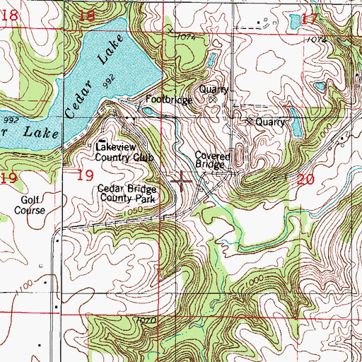 Topographic Map of Cedar Bridge County Park, IA