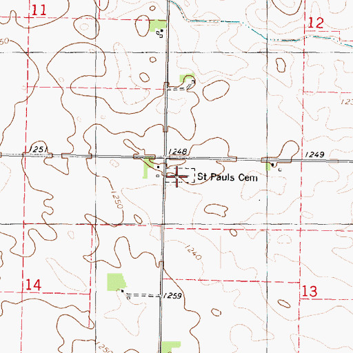 Topographic Map of Saint Pauls Cemetery, IA