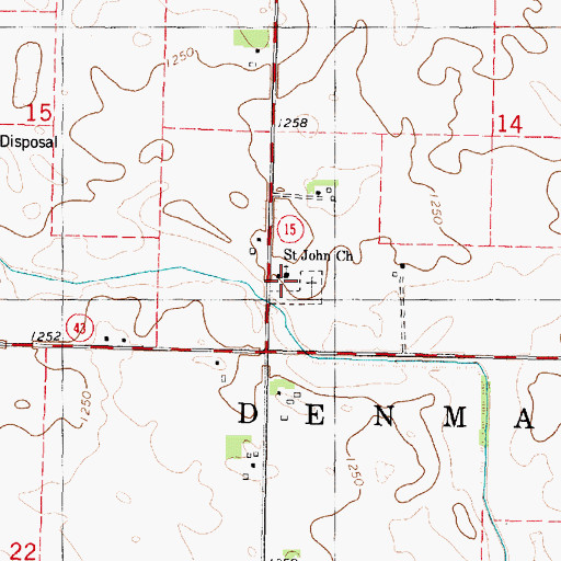 Topographic Map of Saint John Church, IA