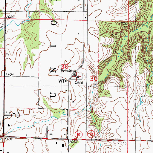 Topographic Map of Primitive Church, IA