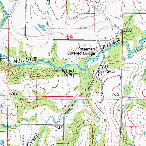 Topographic Map of Welty Cemetery, IA