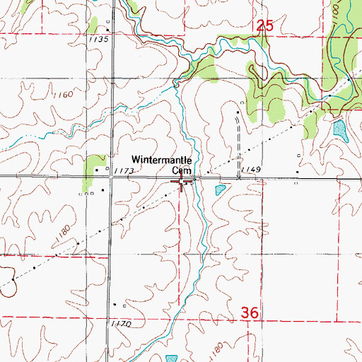 Topographic Map of Wintermantle Cemetery, IA