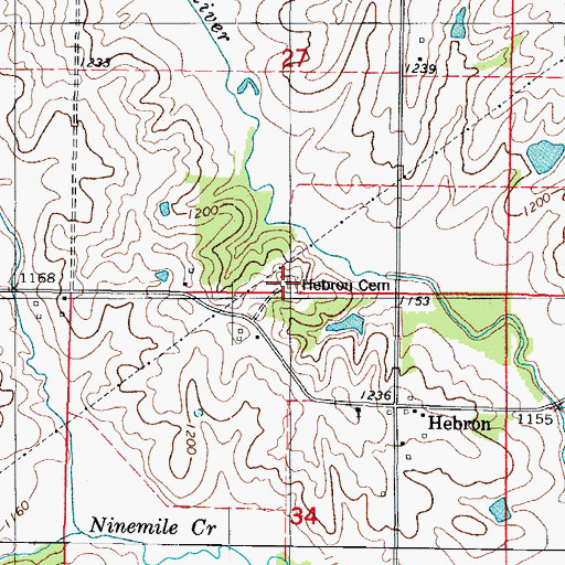 Topographic Map of Hebron Cemetery, IA