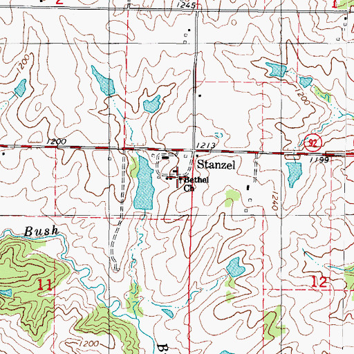 Topographic Map of Bethel Church, IA