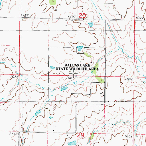 Topographic Map of Dallas Lake State Wildlife Area, IA