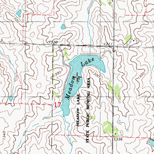 Topographic Map of Meadow Lake, IA