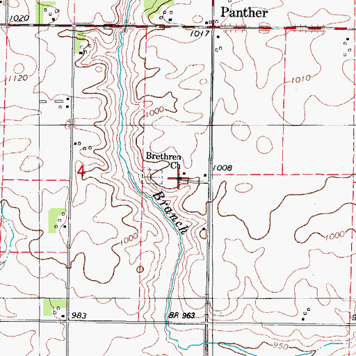 Topographic Map of Panther Creek Church of the Brethren, IA