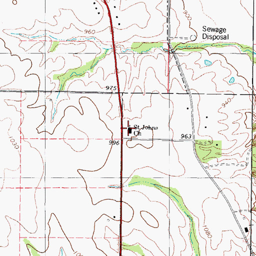 Topographic Map of Saint Johns Church, IA