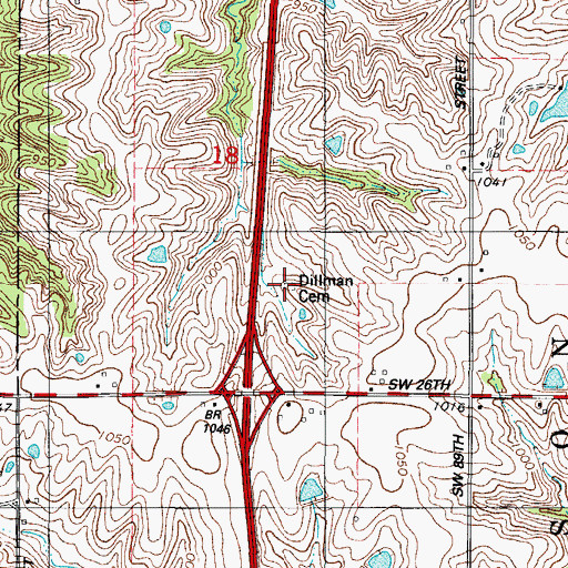 Topographic Map of Dillman Cemetery, IA