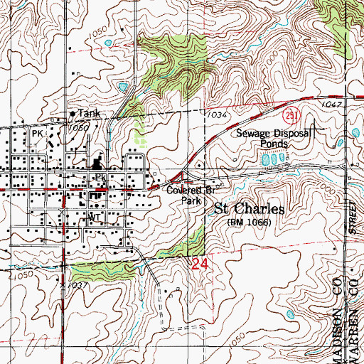 Topographic Map of Covered Bridge Park, IA