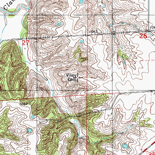 Topographic Map of Viney Cemetery, IA