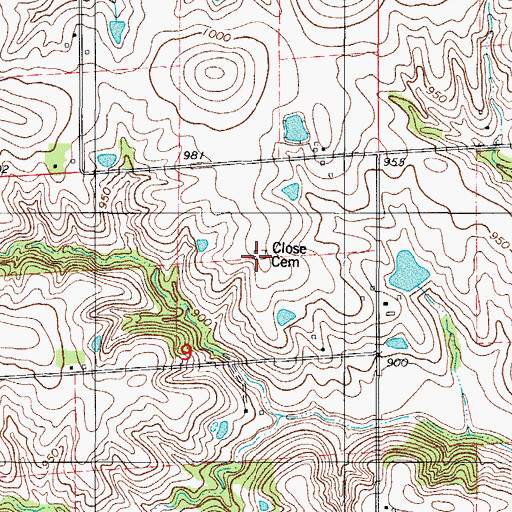 Topographic Map of Close Cemetery, IA
