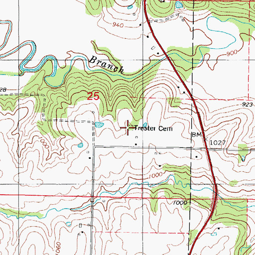 Topographic Map of Trester Cemetery, IA