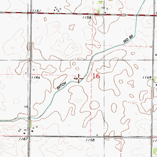 Topographic Map of Ditch Number 60, IA