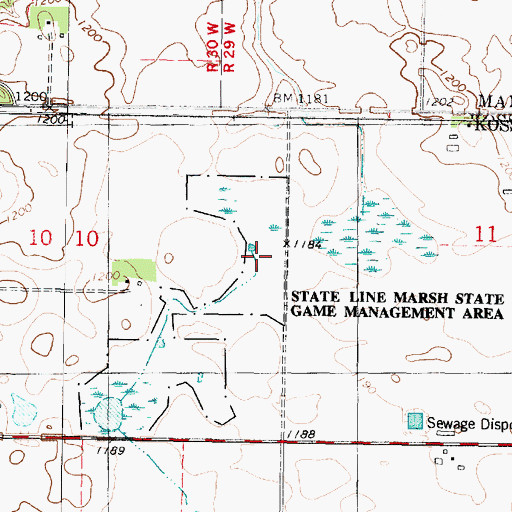 Topographic Map of State Line Marsh State Game Management Area, IA