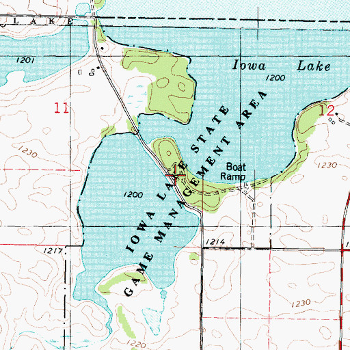 Topographic Map of Iowa Lake State Game Management Area, IA