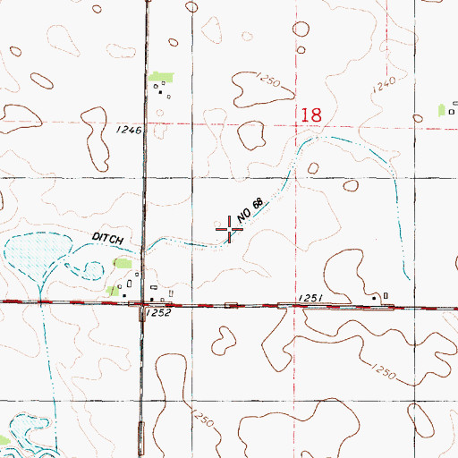 Topographic Map of Ditch Number 68, IA